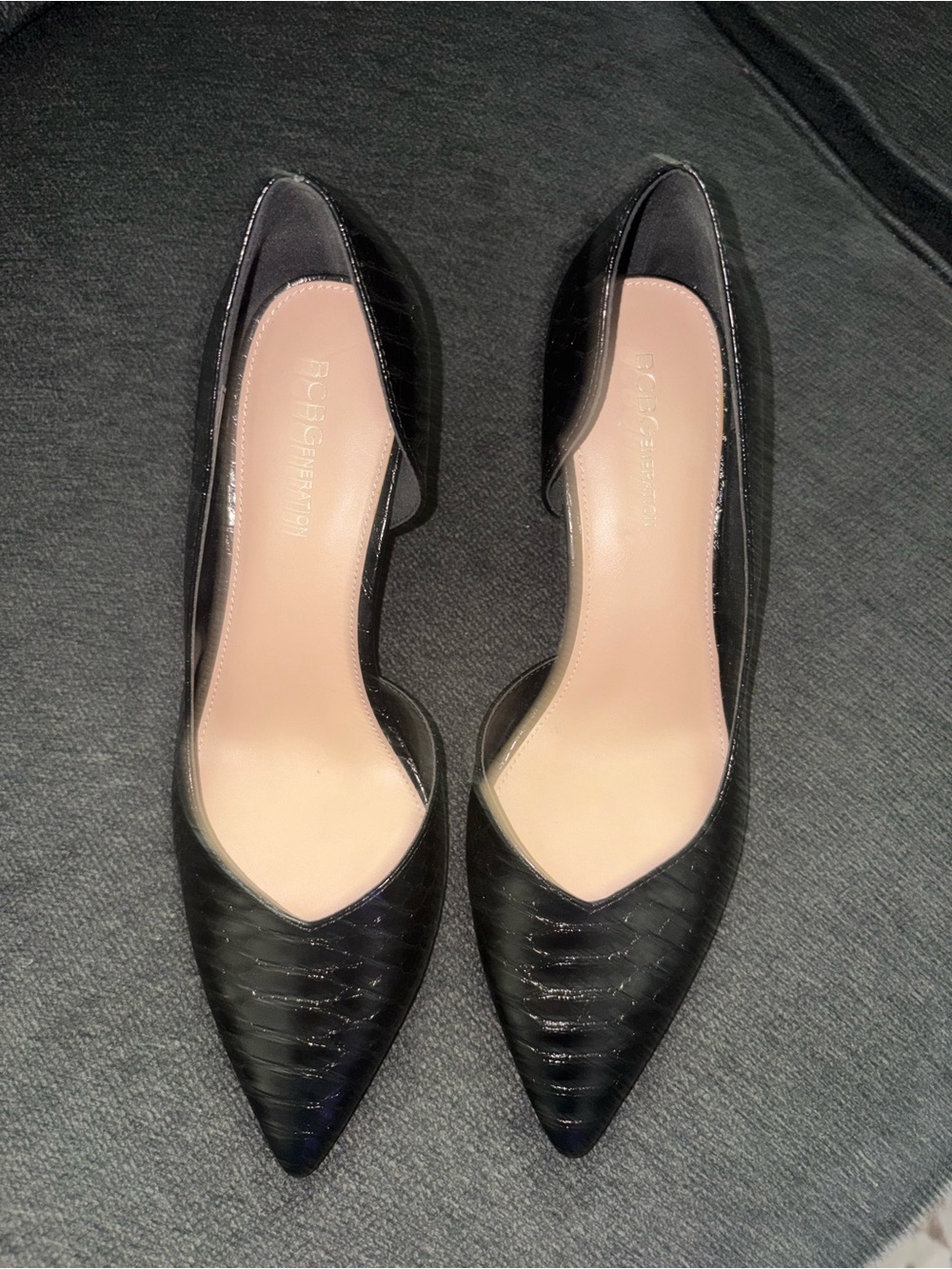 BCBGeneration Black Pointed D'Orsay Pumps with chunky heel size 11